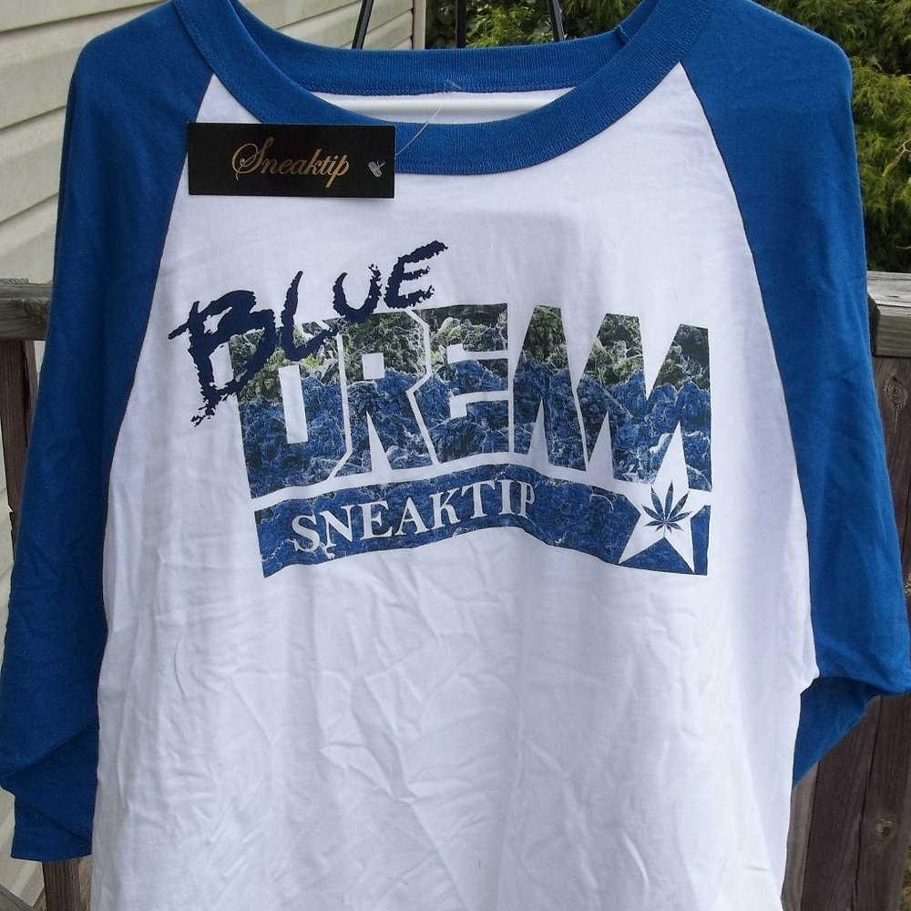 Men's T-Shirt by Sneaktip  White/Blue  NEW